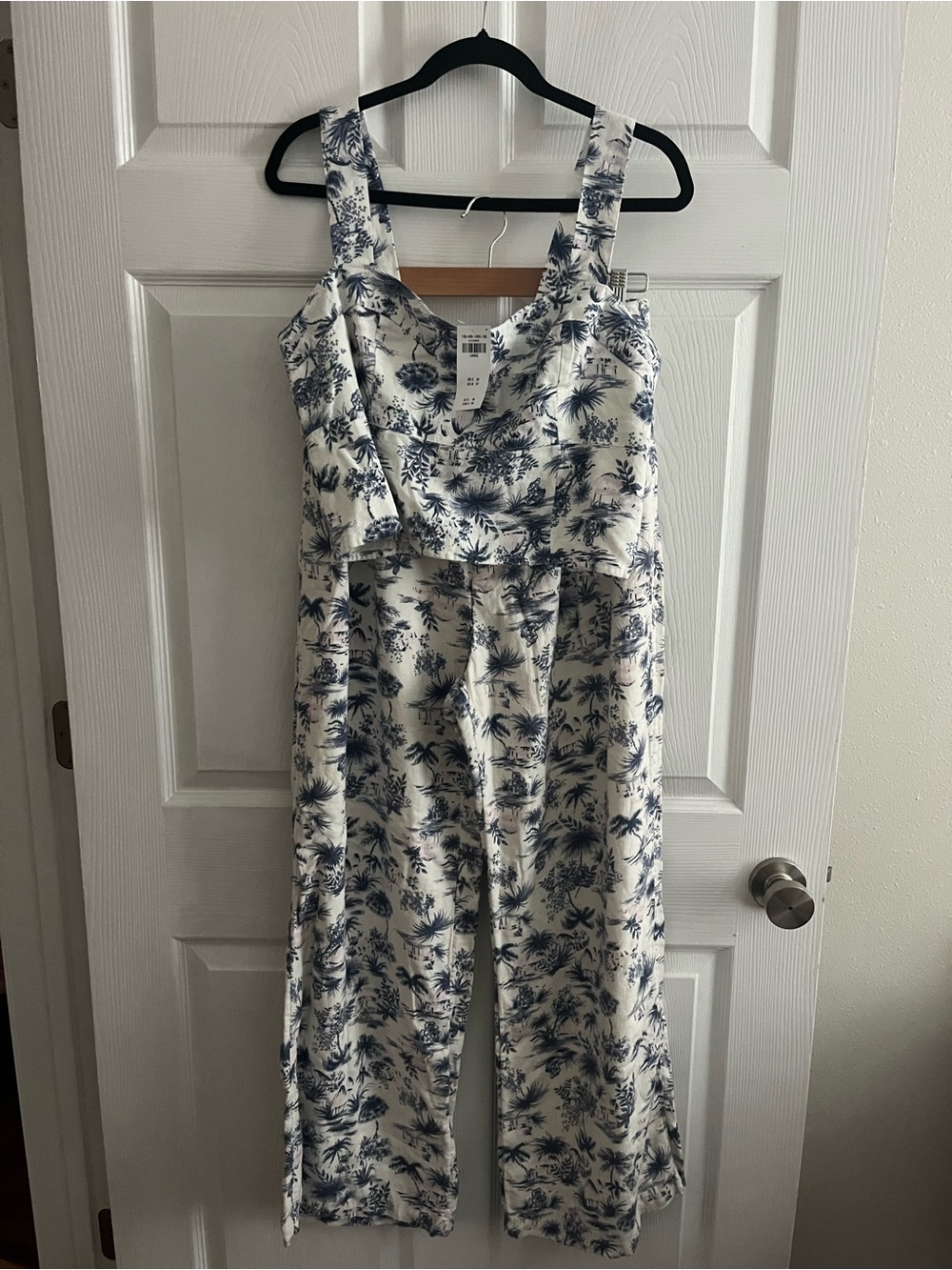 Abercrombie Blue & White Palm Print Top and Pants Set